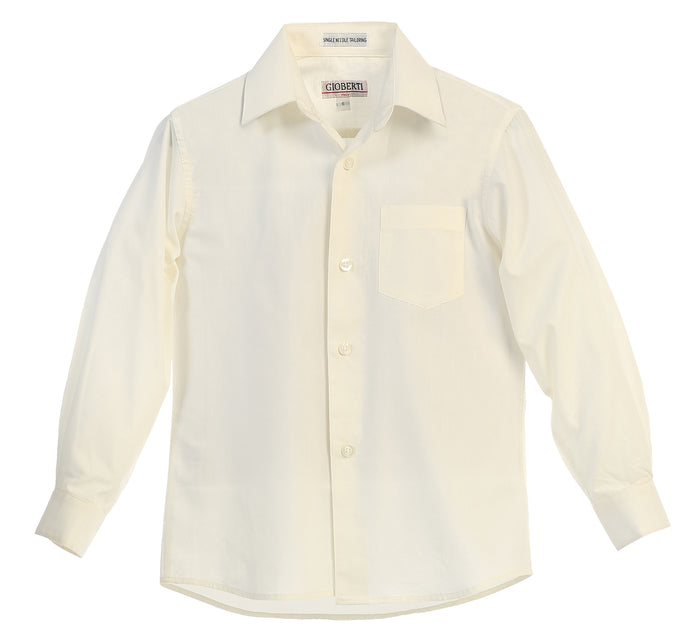 Boys Long Sleeve Solid Dress Shirt
