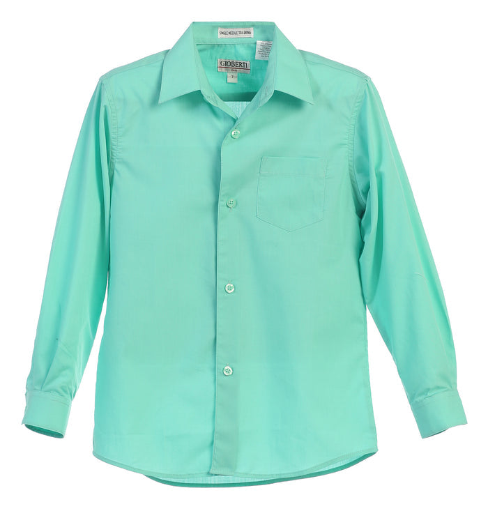 Boys Long Sleeve Solid Dress Shirt