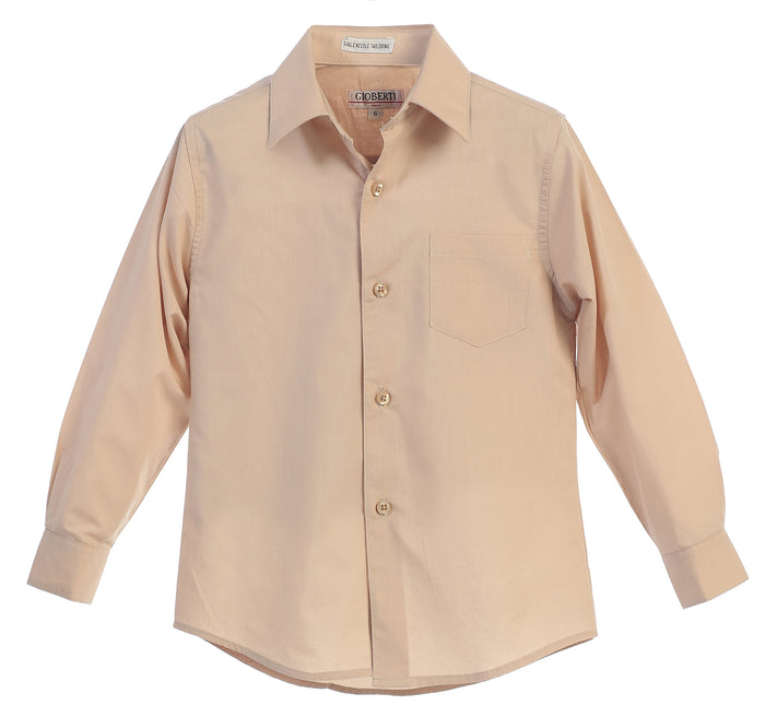 Boys Long Sleeve Solid Dress Shirt