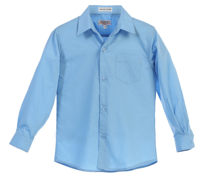 Boys Long Sleeve Solid Dress Shirt