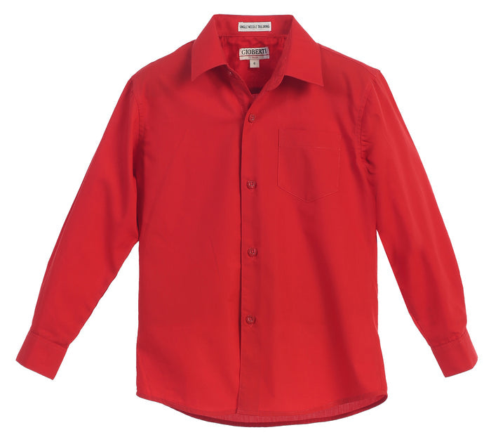 Boys Long Sleeve Solid Dress Shirt