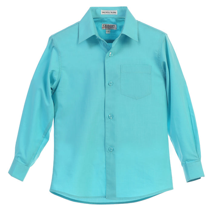 Boys Long Sleeve Solid Dress Shirt
