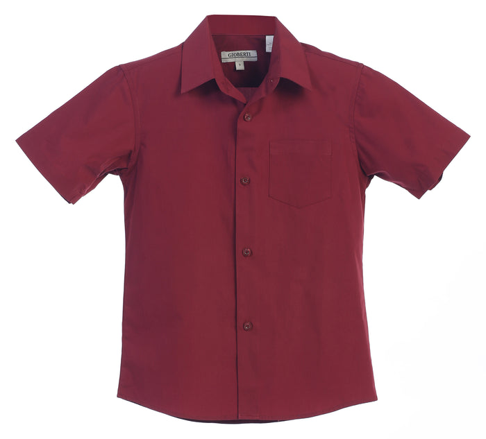 Boy's Short Sleeve Solid Dress Shirt