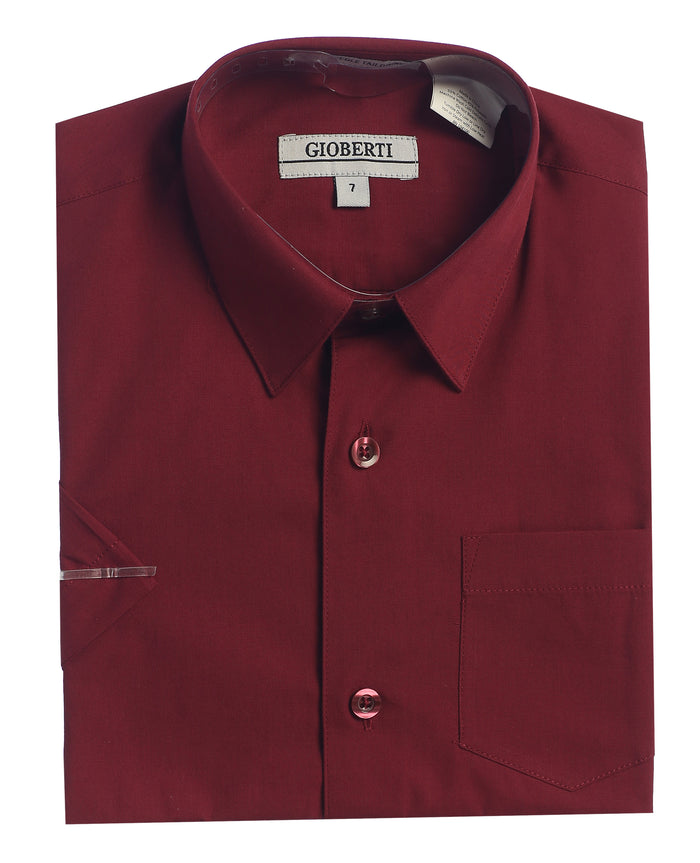 Boy's Short Sleeve Solid Dress Shirt