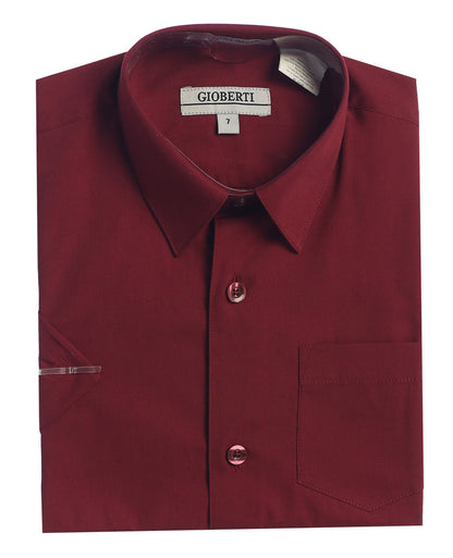 Boy's Short Sleeve Solid Dress Shirt