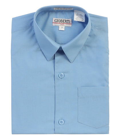 Boy's Short Sleeve Solid Dress Shirt