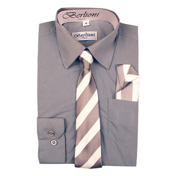BOYS SOLID DRESS FORMAL SHIRT
