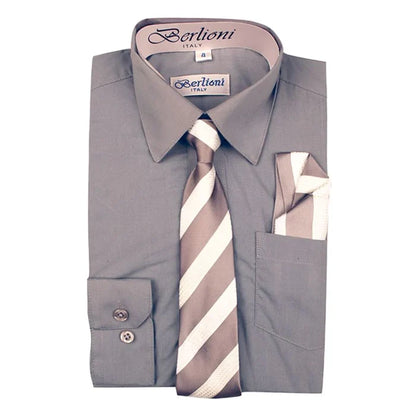 BOYS SOLID DRESS FORMAL SHIRT