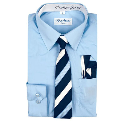 BOYS SOLID DRESS FORMAL SHIRT