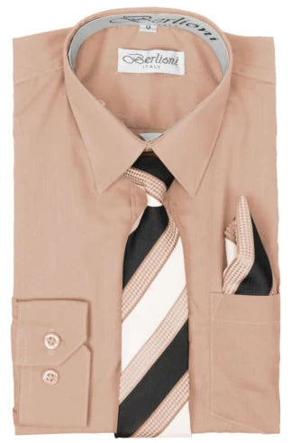 BOYS SOLID DRESS FORMAL SHIRT