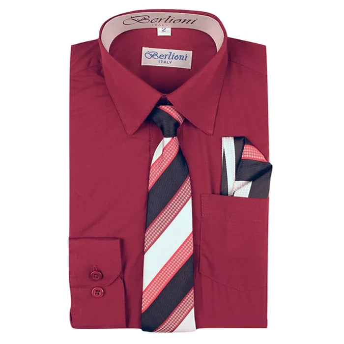 BOYS SOLID DRESS FORMAL SHIRT