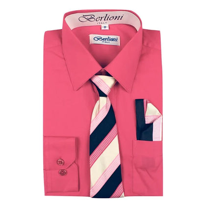 BOYS SOLID DRESS FORMAL SHIRT