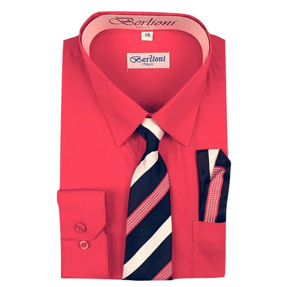 BOYS SOLID DRESS FORMAL SHIRT