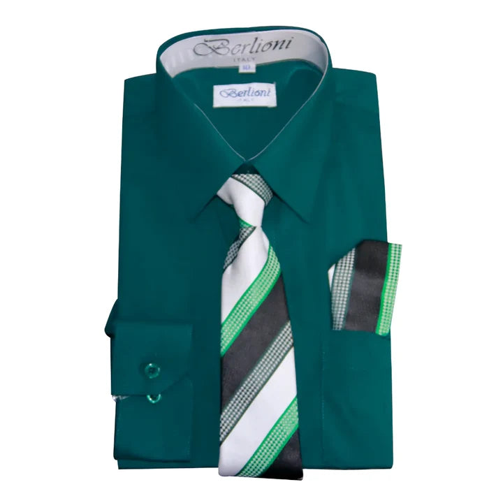 BOYS SOLID DRESS FORMAL SHIRT
