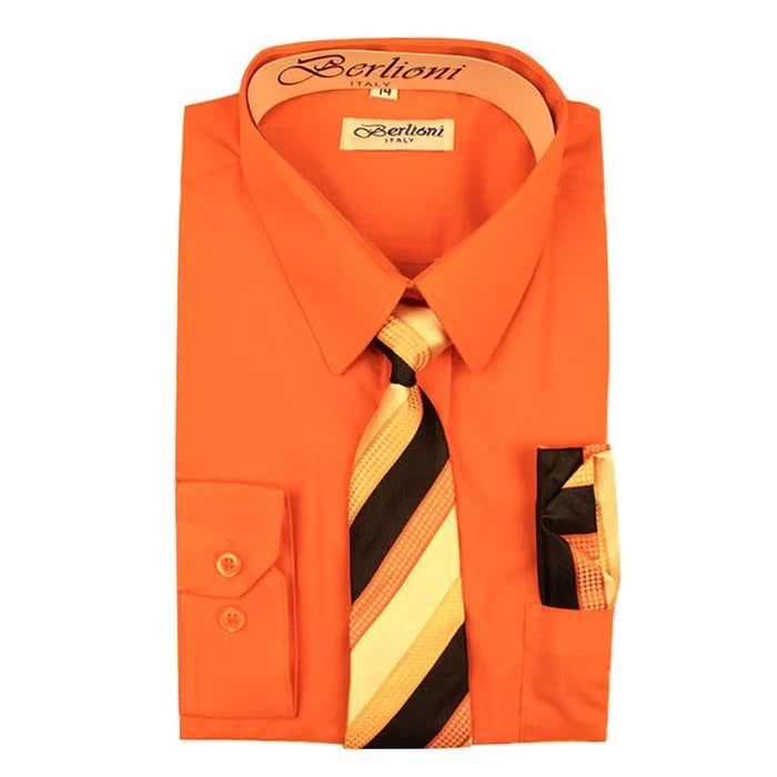 BOYS SOLID DRESS FORMAL SHIRT
