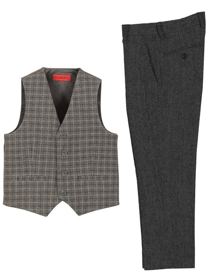 BSV-82P TODDLERS, KIDS AND BOYS 2 PCS PLAID VEST SET SIZE 2-20