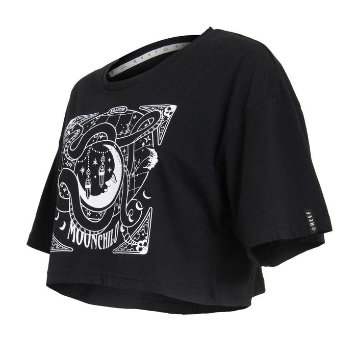 Crop Top Women Black Print Mistic