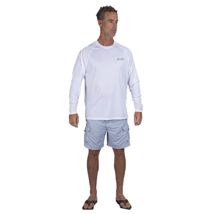 Hook M' Men's Long Sleeve Shirt - Alligator White