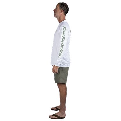 Hook M' Men's Long Sleeve Shirt - Alligator White