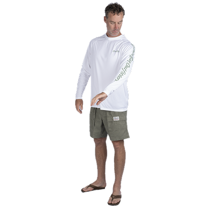 Hook M' Men's Long Sleeve Shirt - Alligator White