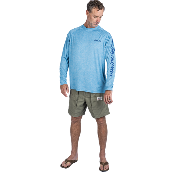 Hook M' Men's Long Sleeve Shirt - Mahi 3 Gulf Blue Heather