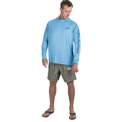 Hook M' Men's Long Sleeve Shirt - Mahi 3 Gulf Blue Heather