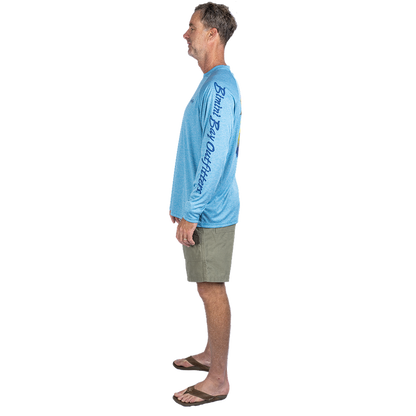 Hook M' Men's Long Sleeve Shirt - Mahi 3 Gulf Blue Heather