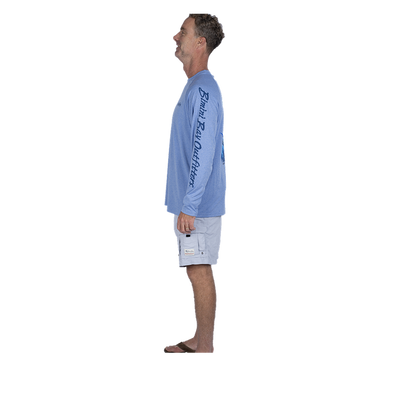 Hook M' Men's Long Sleeve Shirt - Marlin 3 Ultra Marine Heather