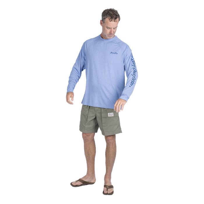 Hook M' Men's Long Sleeve Shirt - Marlin 3 Ultra Marine Heather