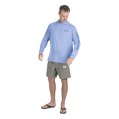 Hook M' Men's Long Sleeve Shirt - Marlin 3 Ultra Marine Heather