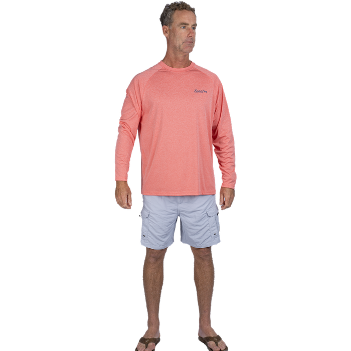 Hook M' Men's Long Sleeve Shirt - Redfish Trout 2 Cayenne Heather