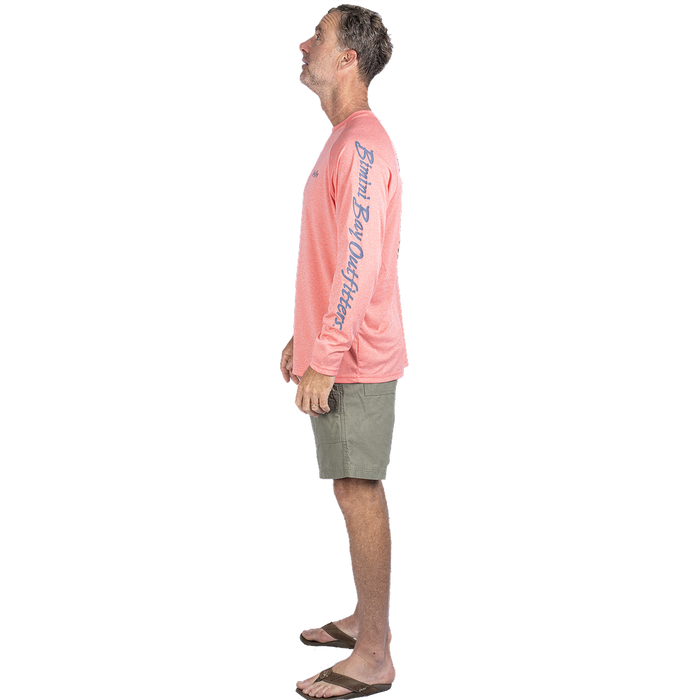 Hook M' Men's Long Sleeve Shirt - Redfish Trout 2 Cayenne Heather