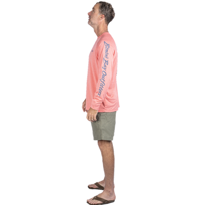 Hook M' Men's Long Sleeve Shirt - Redfish Trout 2 Cayenne Heather