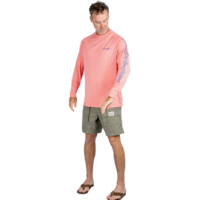 Hook M' Men's Long Sleeve Shirt - Redfish Trout 2 Cayenne Heather