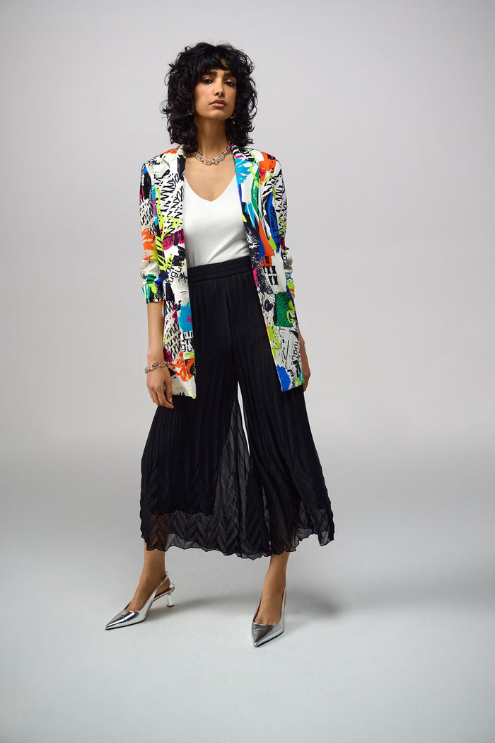 Joseph Ribkoff - Abstract Text-Print Single-Breasted Jacket