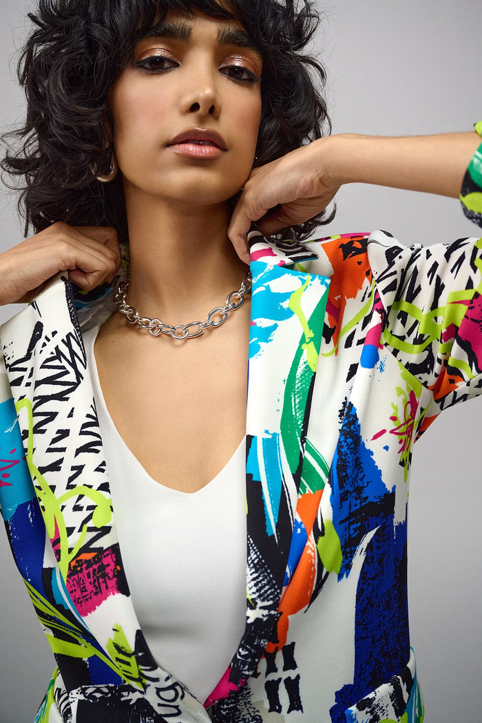 Joseph Ribkoff - Abstract Text-Print Single-Breasted Jacket