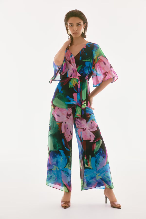 Joseph Ribkoff - Floral Print Wide-Leg Trousers