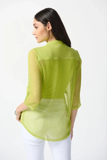 Joseph Ribkoff - Mesh & Silky Knit Jacket - Key Lime