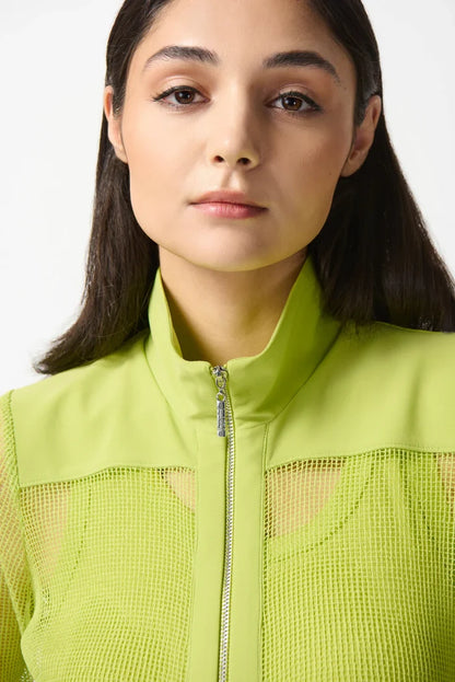 Joseph Ribkoff - Mesh & Silky Knit Jacket - Key Lime
