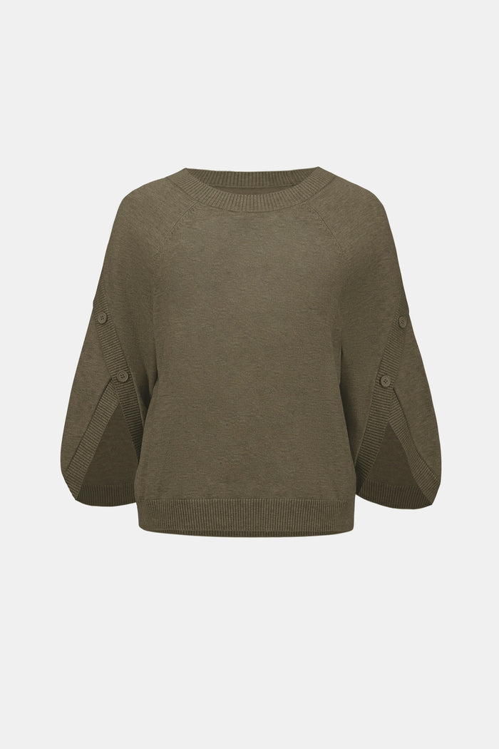 JOSEPH RIBKOFF BRUSHED VISCOSE AND NYLON KNIT TULIP SLEEVE SWEATER