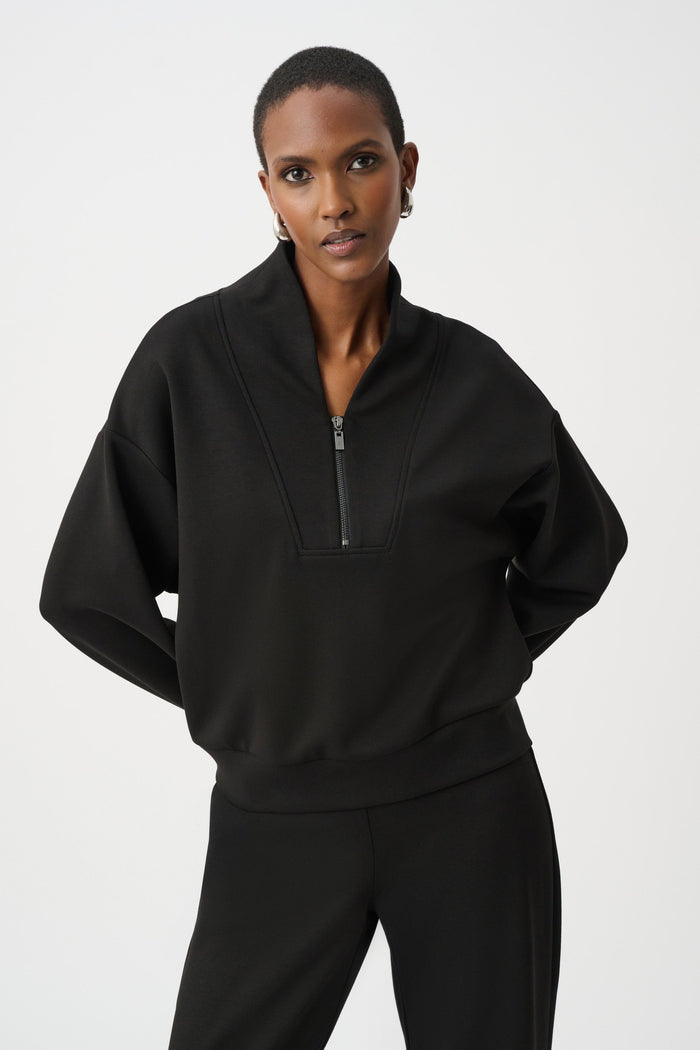 Joseph Ribkoff Scuba Jersey Boxy Sweatshirt Black