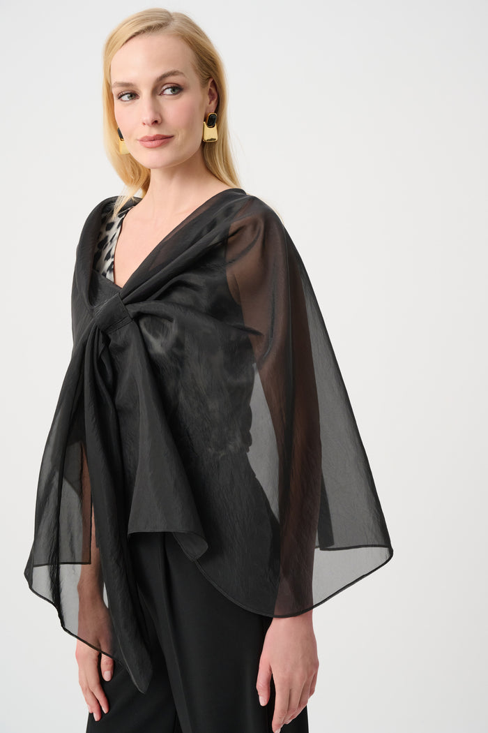 Joseph Ribkoff Signature Draped Organza Asymmetric Cover-Up