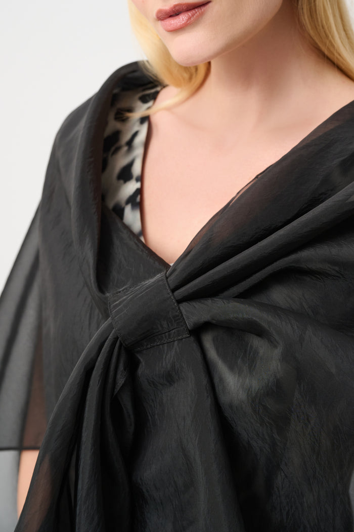 Joseph Ribkoff Signature Draped Organza Asymmetric Cover-Up