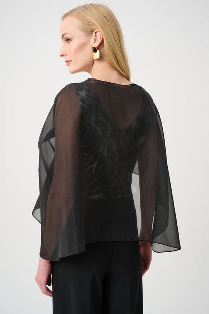 Joseph Ribkoff Signature Draped Organza Asymmetric Cover-Up
