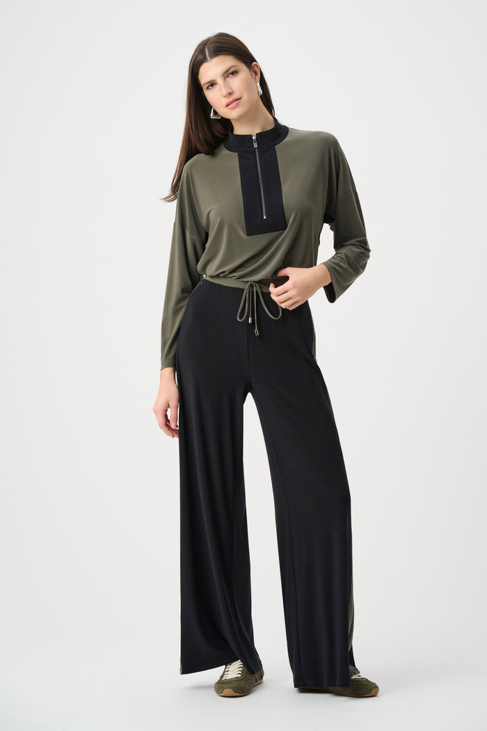 Joseph Ribkoff Silky Knit Color Block Wide Leg Pull-On Pants