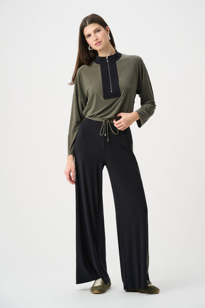 Joseph Ribkoff Silky Knit Color Block Wide Leg Pull-On Pants