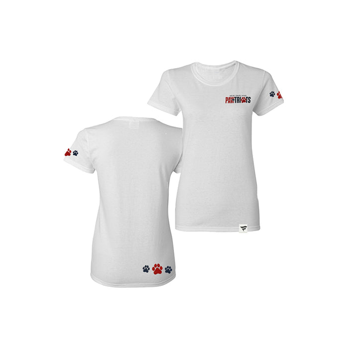 Ladies Pawtriots Paws Short Sleeve Tee Shirt-White