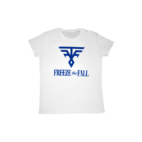 Ladies White T-Shirt - Dark Blue Logo