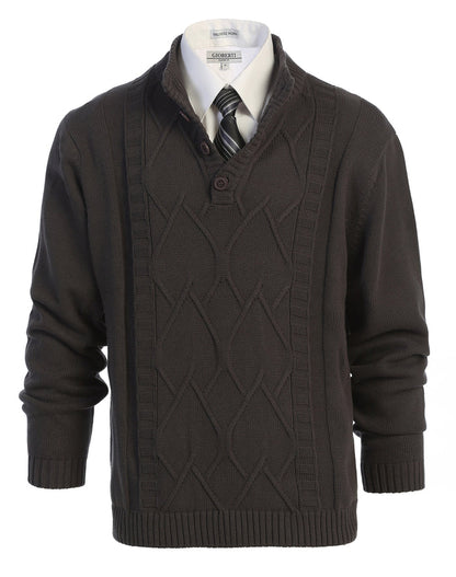 MEN'S 3 BUTTON DOWN COLLAR KNITTED PULLOVER SWEATER
