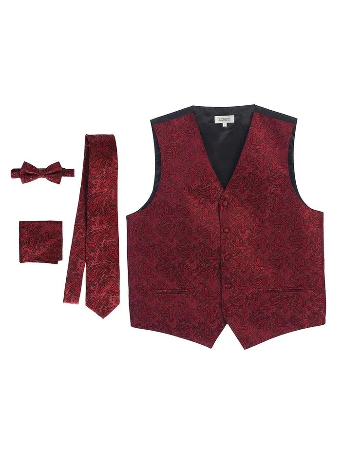 MEN'S 4PC FORMAL JACQUARD PAISLEY VEST SET